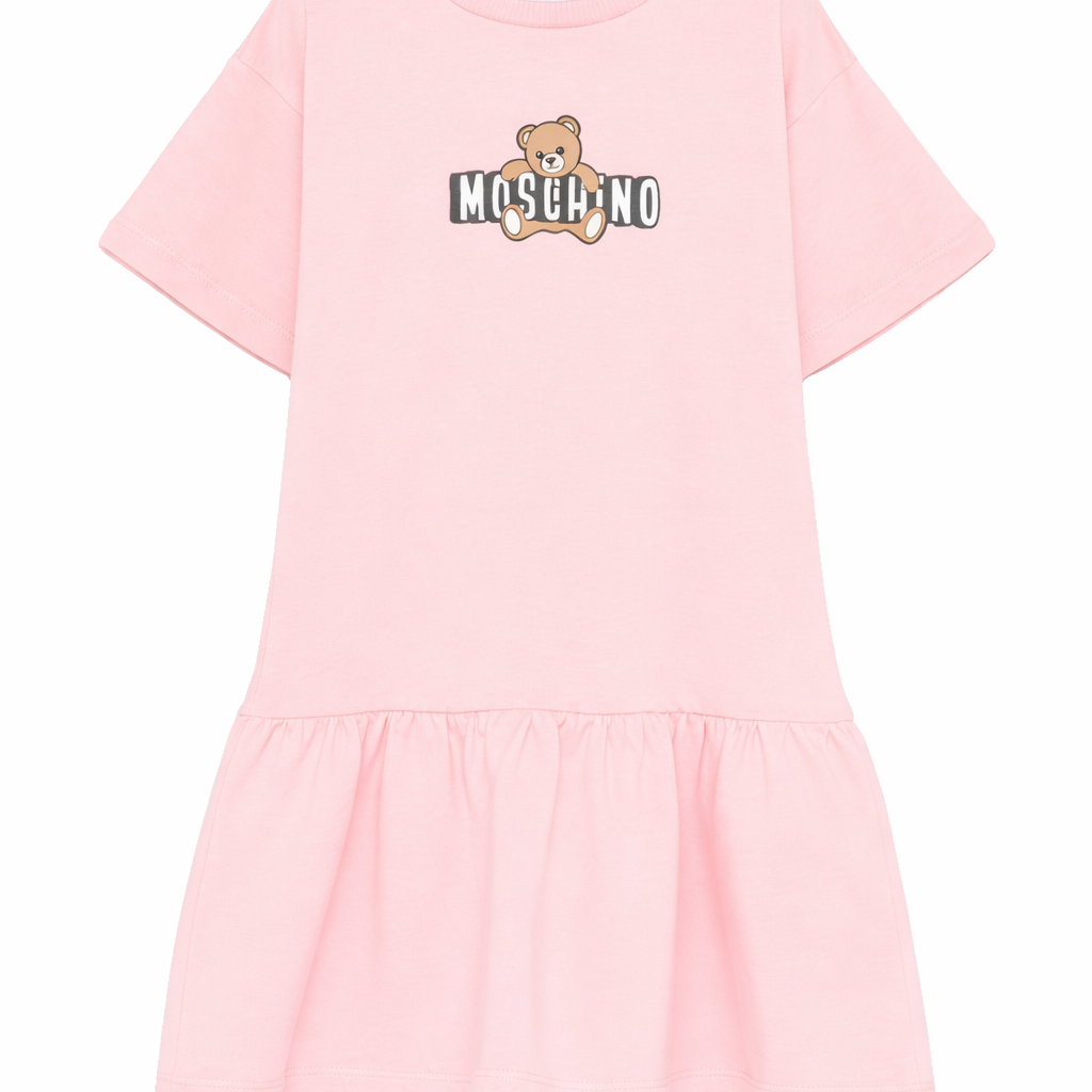 Abito da bambina Moschino Kids rosa con stampa orsetto HDV0HLLCA19 50209 MOSCHINO KIDS