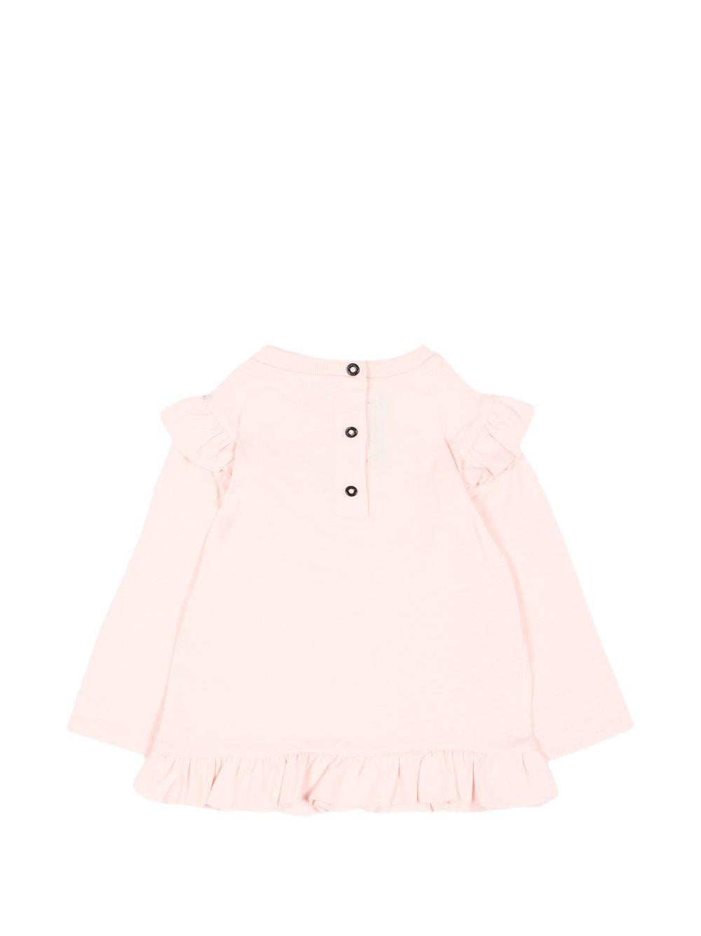 T-shirt per neonata Balmain Kids rosa con dettagli con volant BZ8010 Z3672 508NE BALMAIN KIDS
