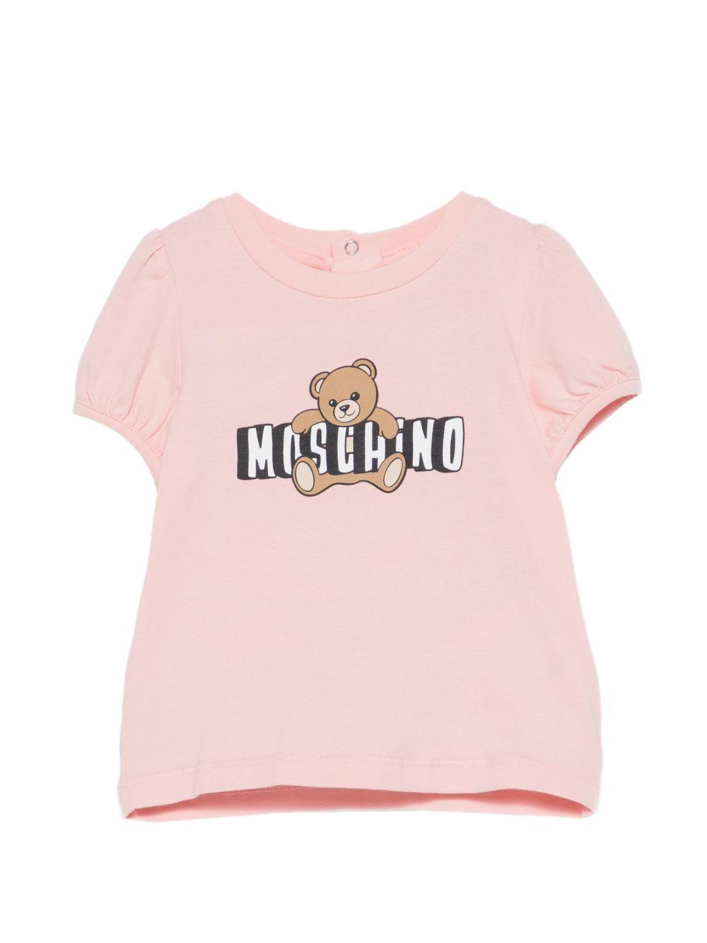 T-shirt per neonata Moschino Kids rosa con maniche a palloncino MDM03PLBA00 50209 MOSCHINO KIDS