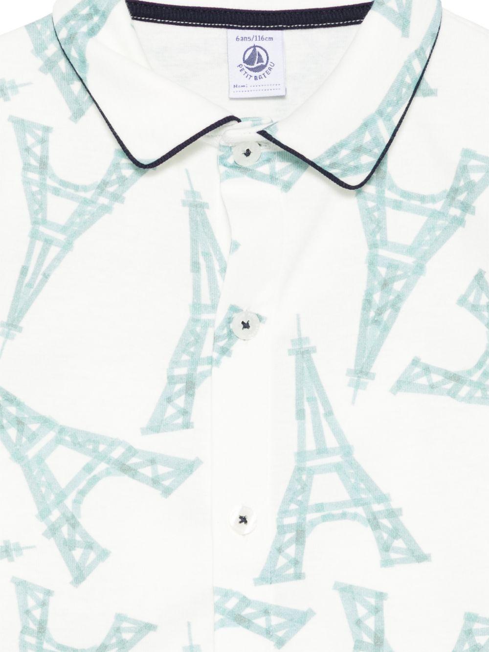 Pigiama per bambini Petit Bateau bianco con stampa torre eiffel A0F1H 01 PETIT BATEAU