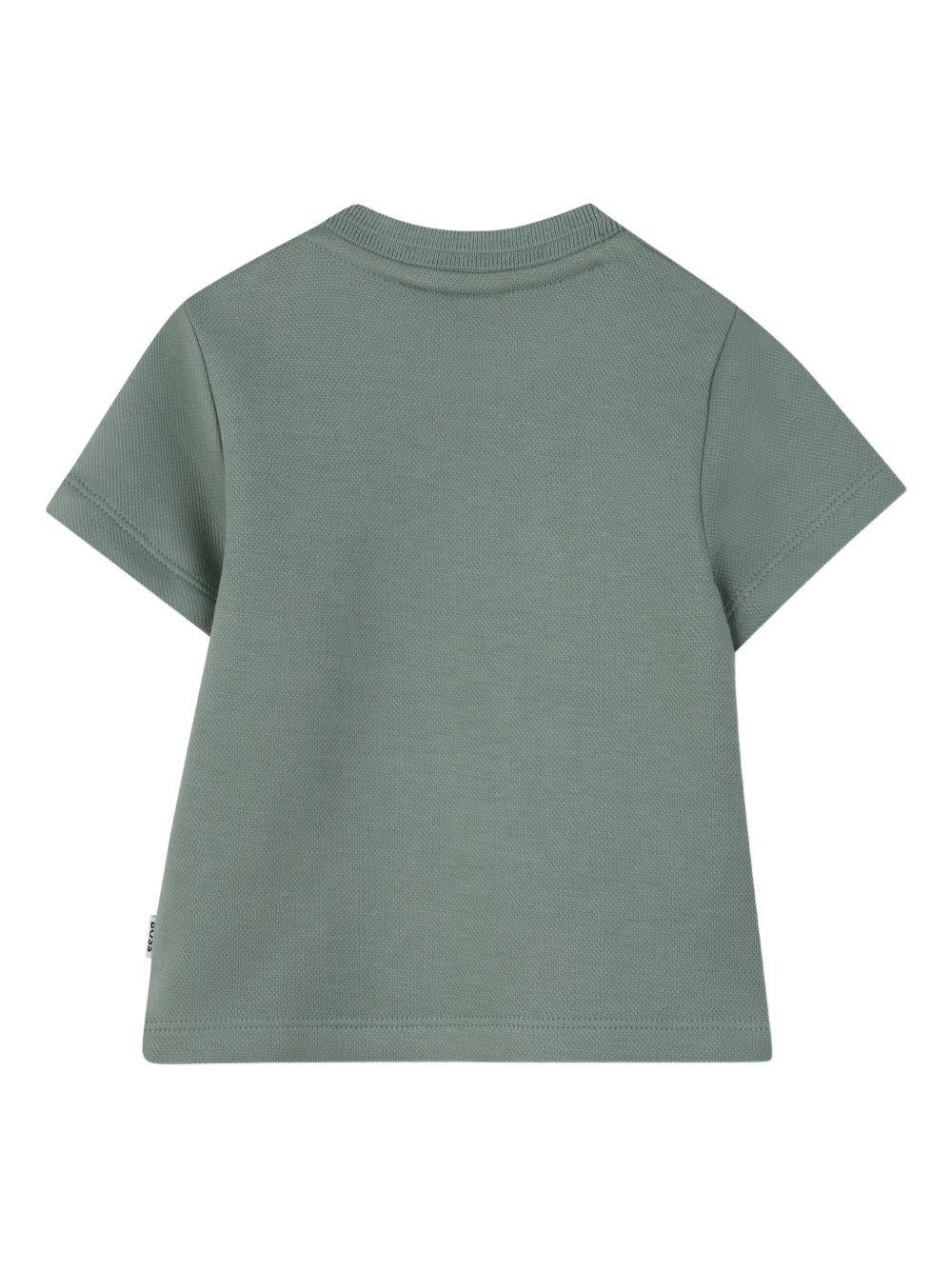 T-shirt per neonato Boss Kids verde con stampa logo sul davanti J52885 64U BOSS KIDS