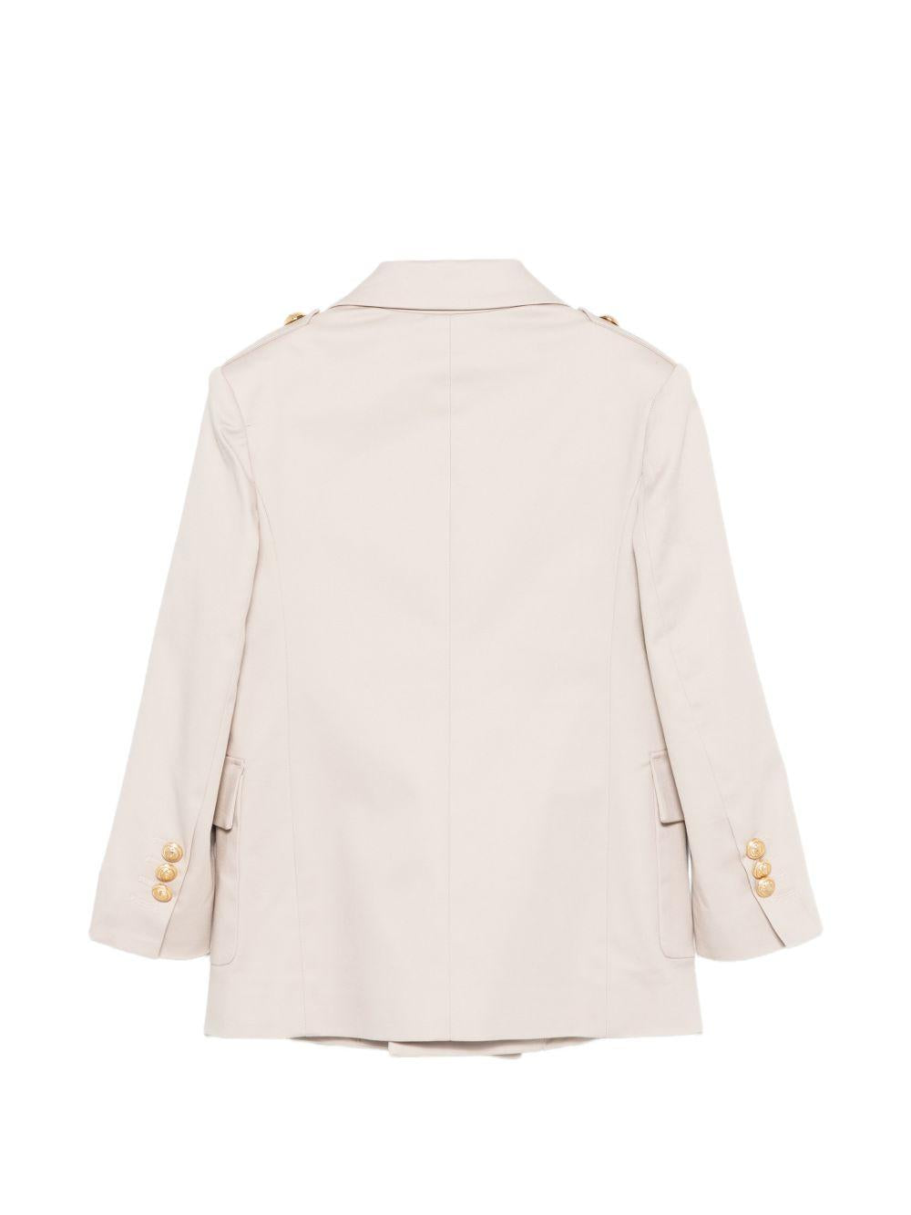 Blazer doppiopetto per bambino Balmain Kids beige con dettaglio bottoni color oro BY2P64 G0197 107 BALMAIN KIDS