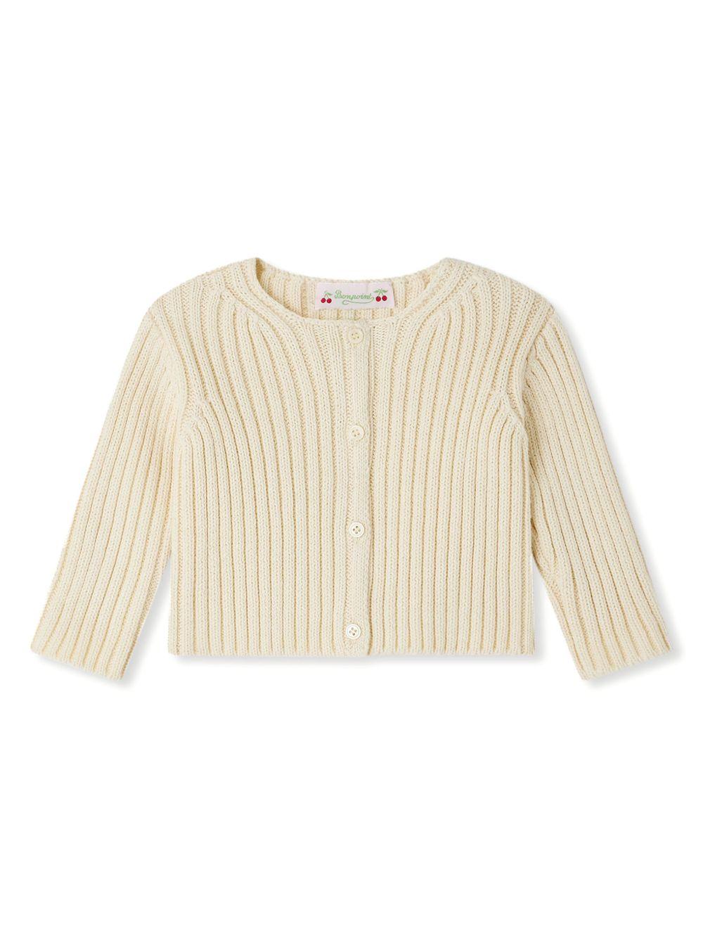 Cardigan Esil per neonata Bonpoint beige con scollo rotondo S05ZCAK00009 031 BONPOINT