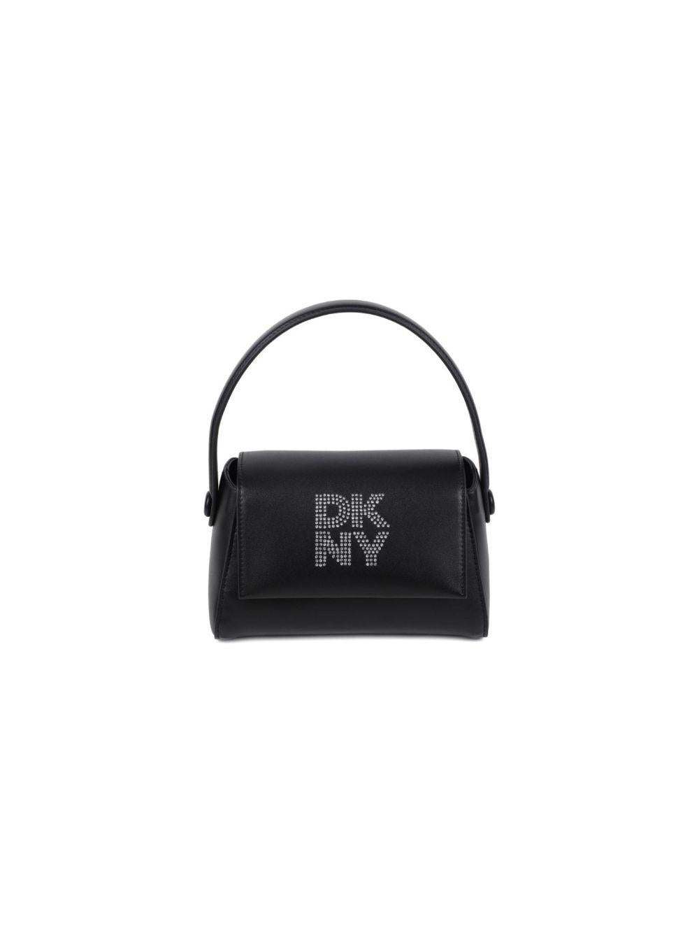 Borsa tote per bambina DKNY Kids nera con logo con strass D62685 09B DKNY KIDS
