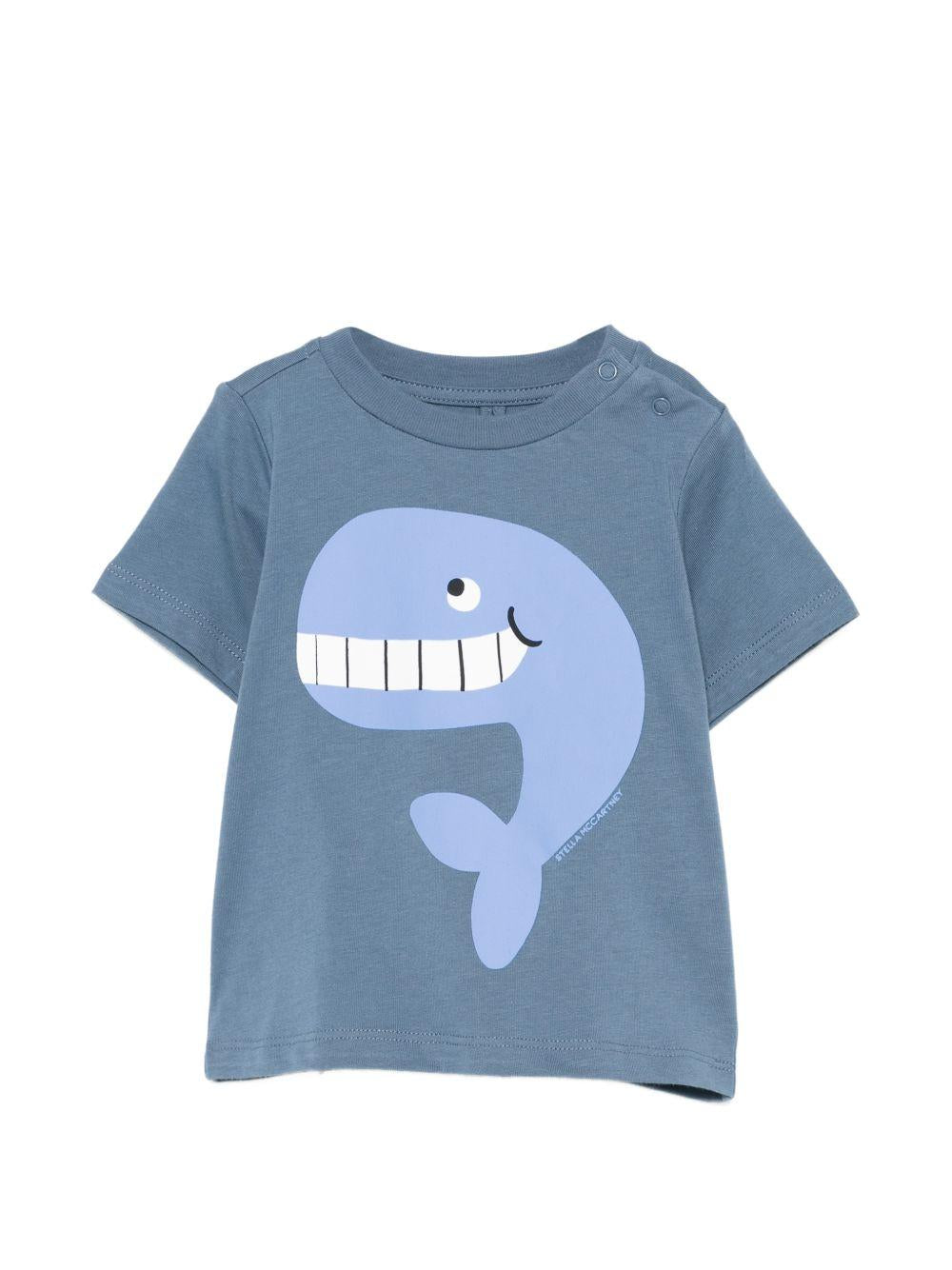 T-shirt per neonato Stella McCartney Kids blu con stampa squalo TY8540 Z0434 61B STELLA McCARTNEY KIDS