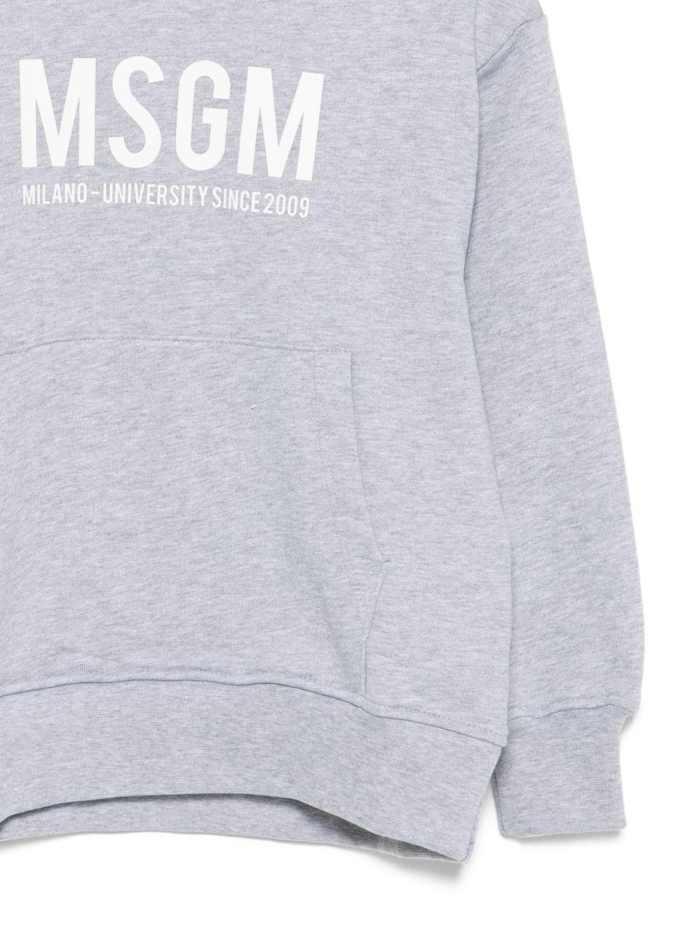 Felpa per bambini MSGM Kids grigia con cappuccio verde S6MSJBHS050 271/01 MSGM KIDS