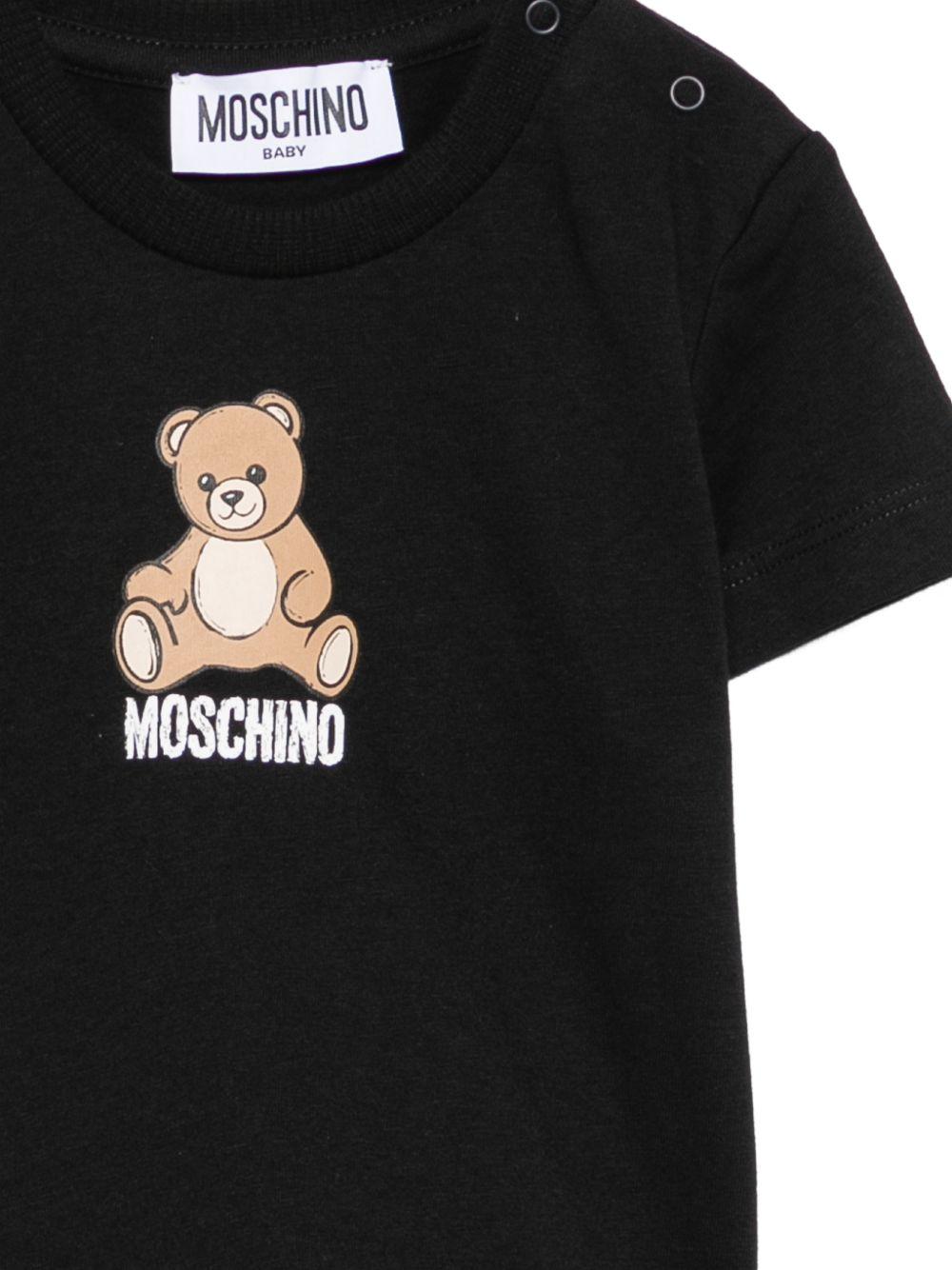 T-shirt per neonati Moschino Kids nera con motivo Teddy Bear M9M047LAA10 60100 MOSCHINO KIDS