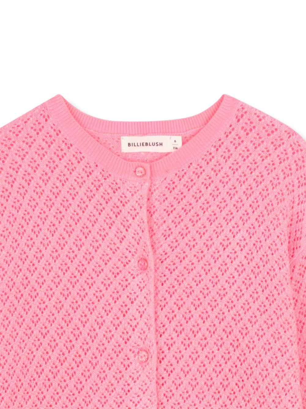 Cardigan per bambina Billieblush rosa con texture traforata U21911 499 BILLIEBLUSH KIDS