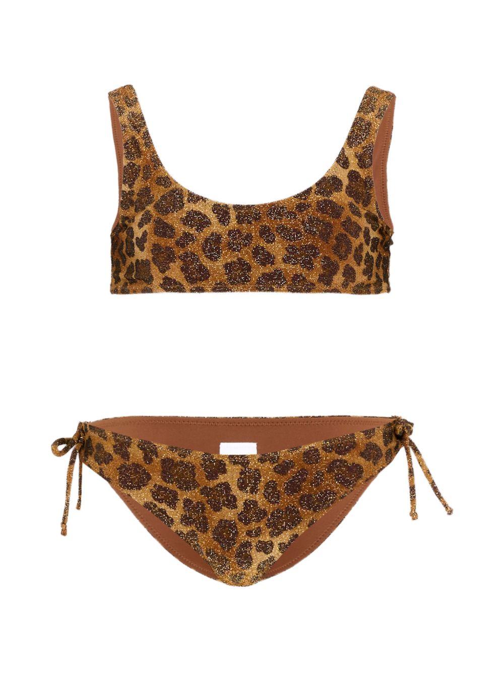 Bikini per bambina MC2 Saint Barth Kids marrone con stampa animalier TAF0001 00520L MC2 ST. BARTH KIDS