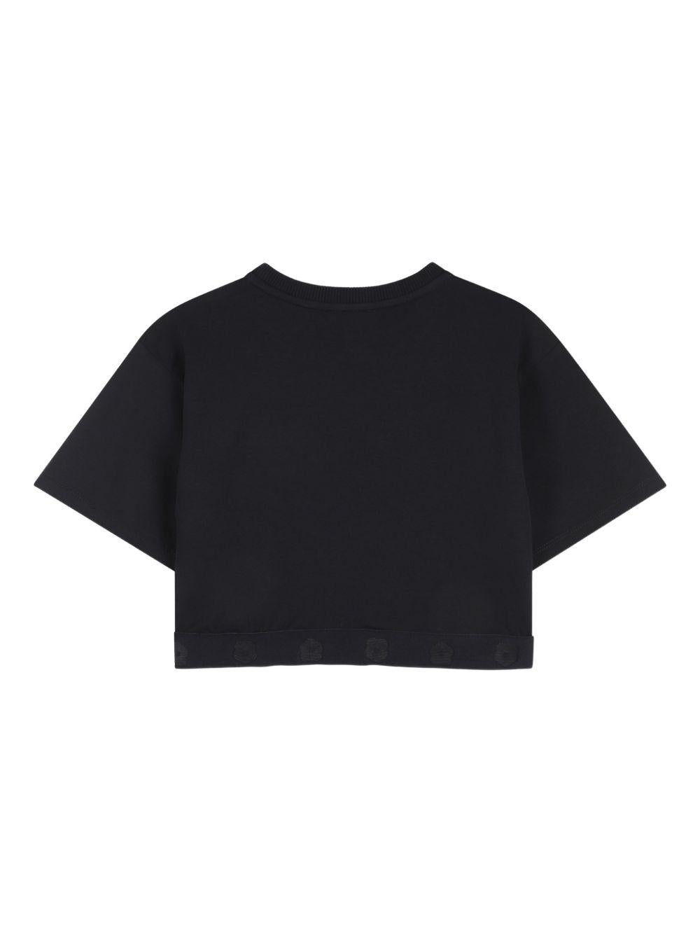 T-shirt per bambina Kenzo Kids nera con dettaglio fiore K61621 09B KENZO KIDS