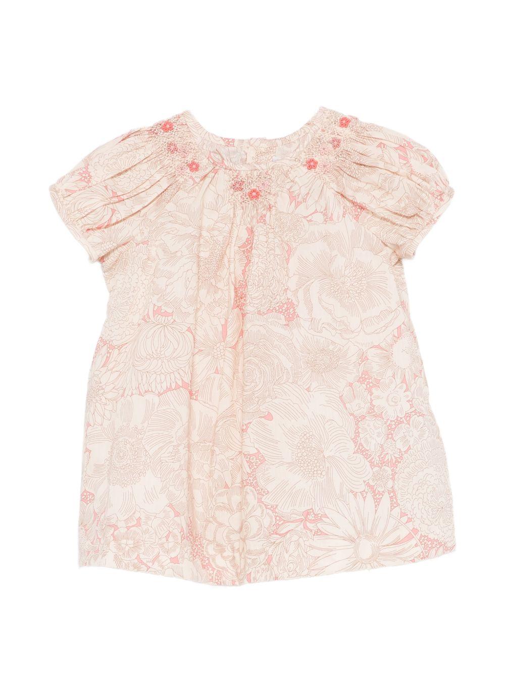 Abito per neonata Bonpoint beige con stampa a fiori all-over S06XDRW00020 522 BONPOINT KIDS
