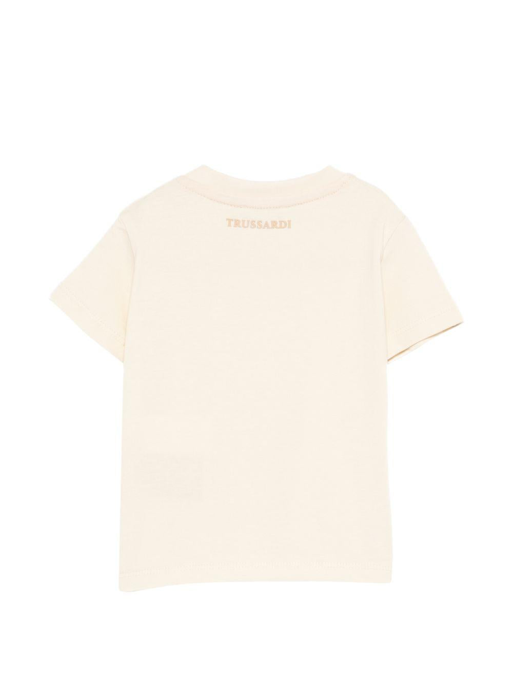 T-shirt per neonato Trussardi Junior beige con logo sul davanti TIP26048TS BEIGE N.E. TRUSSARDI KIDS