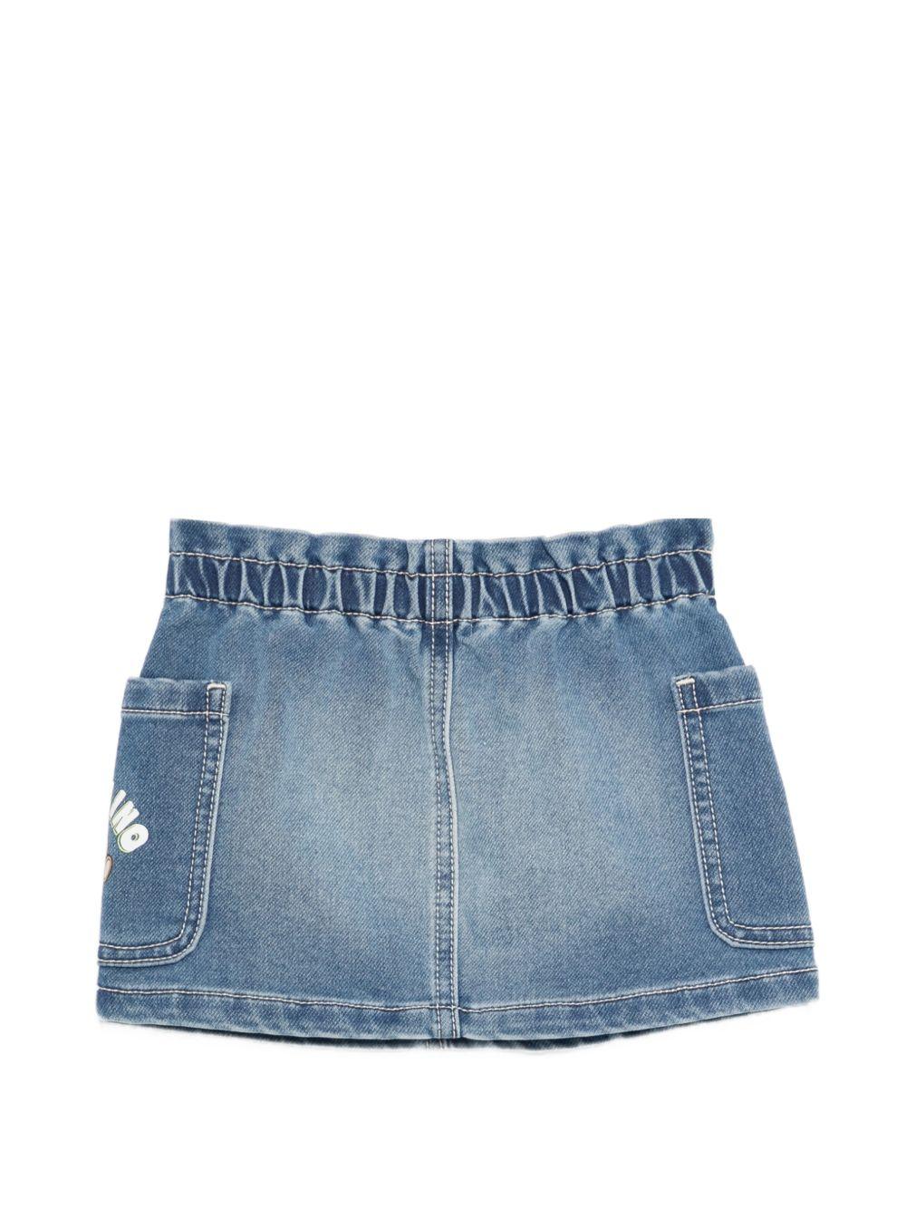 Gonna per neonata Moschino Kids denim con logo sul davanti MAJ019LDE17 40507 MOSCHINO KIDS