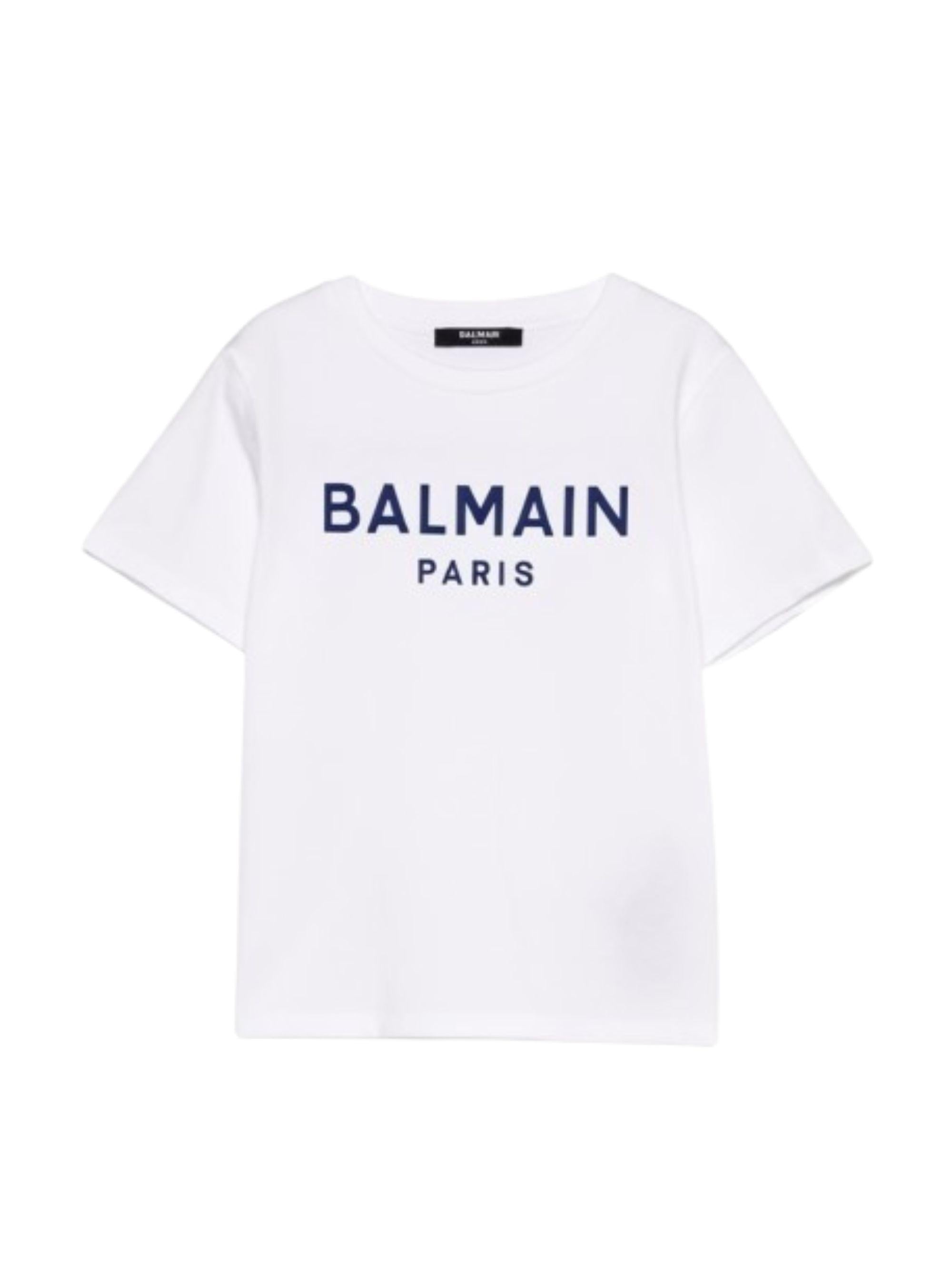 T-shirt per bambino Balmain Kids bianca con logo sul davanti BY8R11 Z3672 100BL BALMAIN KIDS