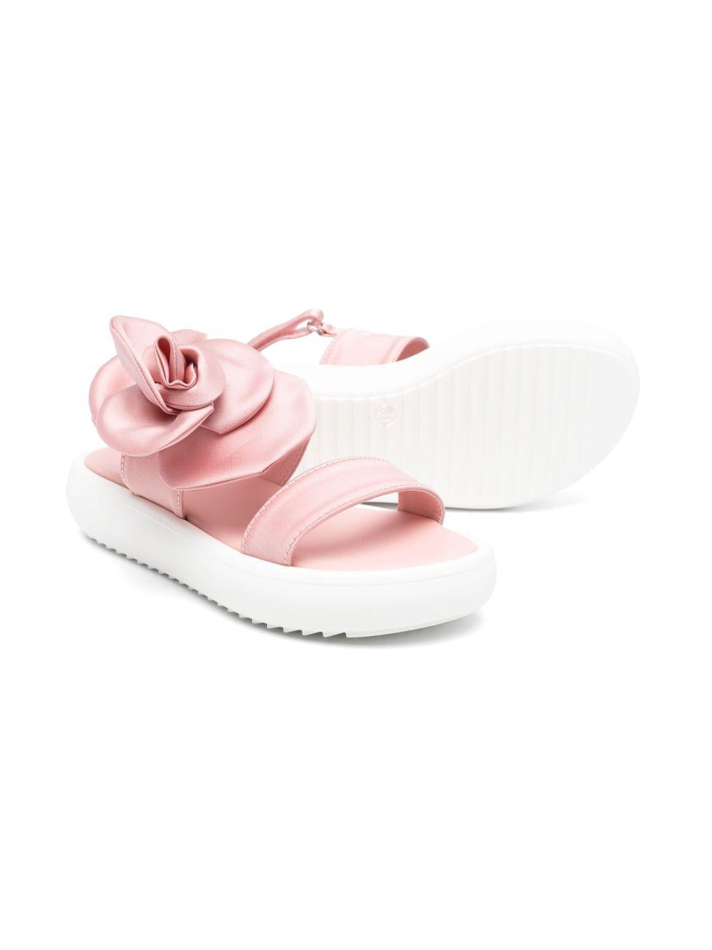 Sandali per bambina Andrea Montelpare rosa con applicazioni a fiore 80809 ROSA MONTELPARE TRADITION