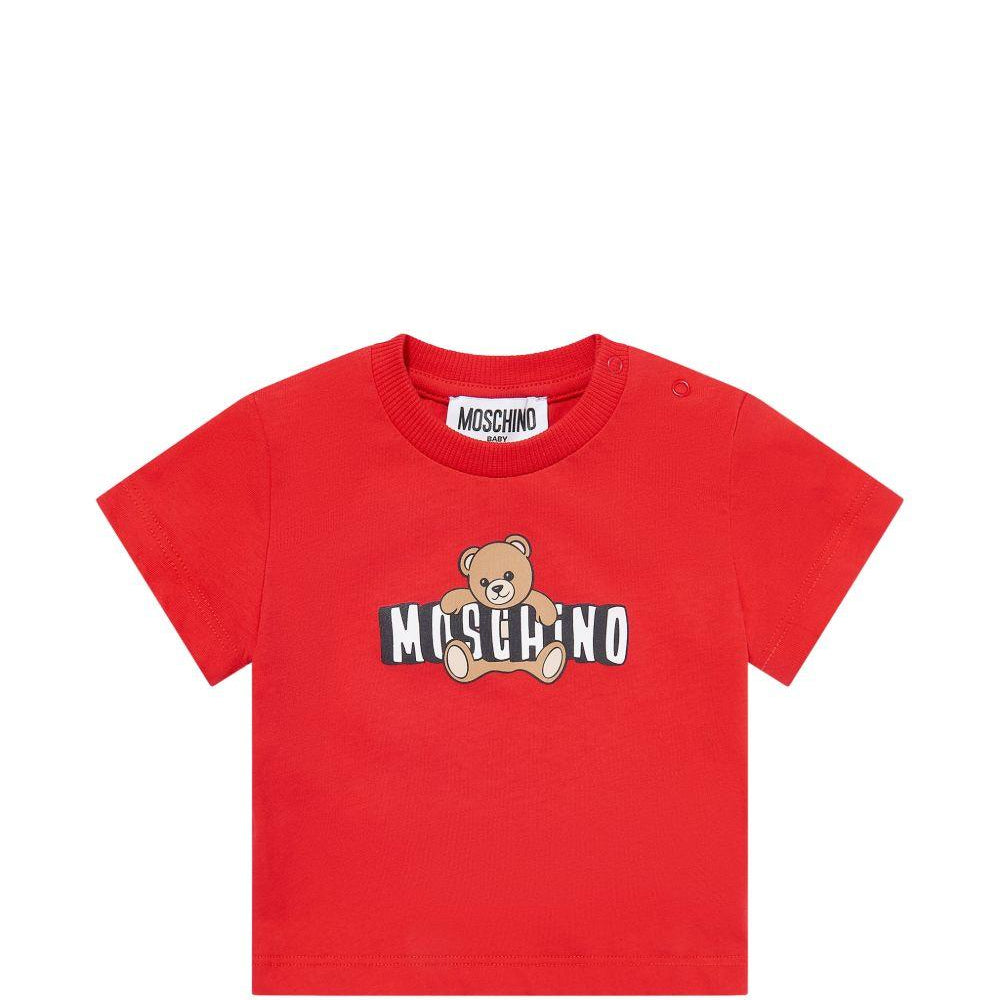 T-shirt per neonati Moschino Kids rossa con logo sul davanti MUM04PLAA03 50109 MOSCHINO KIDS