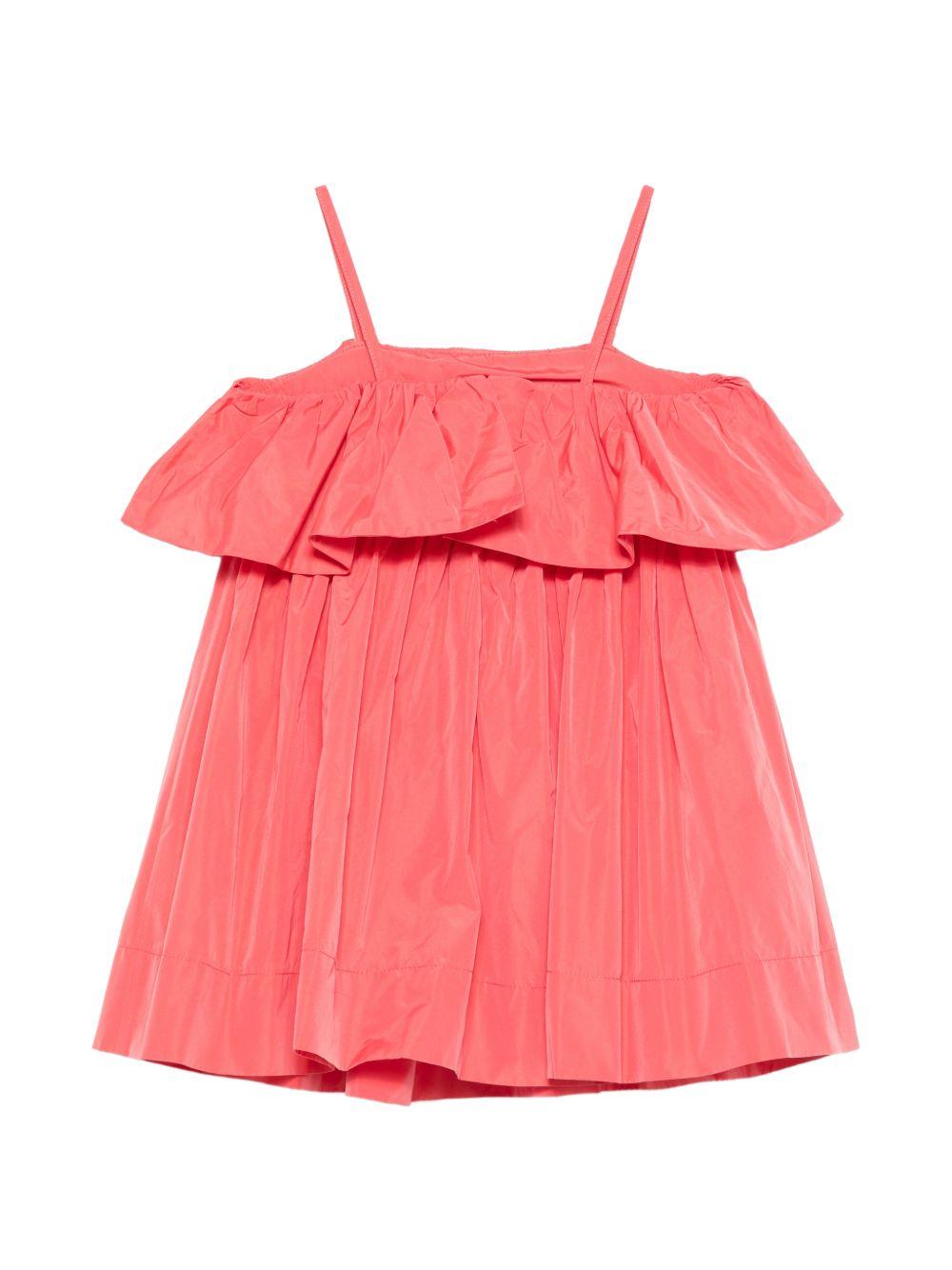 Abito per bambina Stella McCartney Kids rosso corallo con spalline arricciate TY1D82 S0183 470 STELLA McCARTNEY KIDS