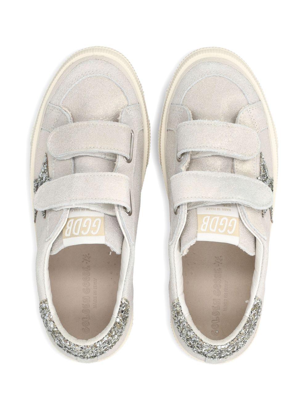 Sneakers May School per bambina Golden Goose Kids grigio con dettagli glitter F00198F008077 65157 GOLDEN GOOSE KIDS