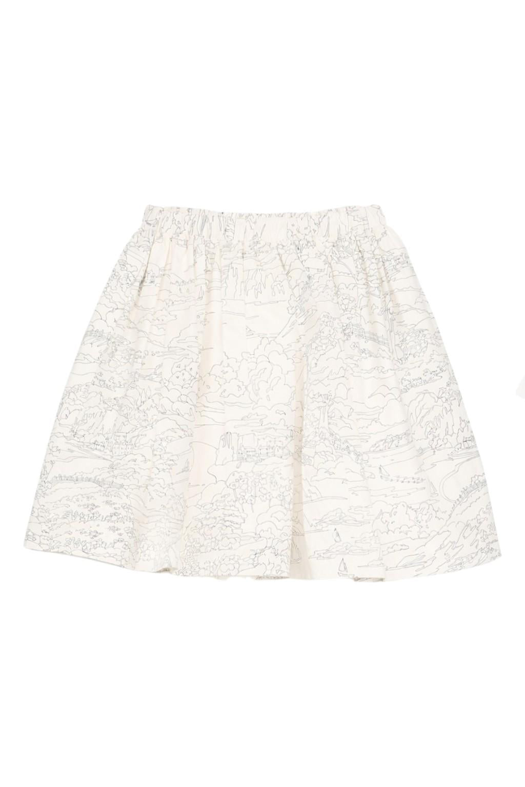 Gonna per bambina Bonpoint beige con stampa grafica all-over S06GSKW00014 677 BONPOINT