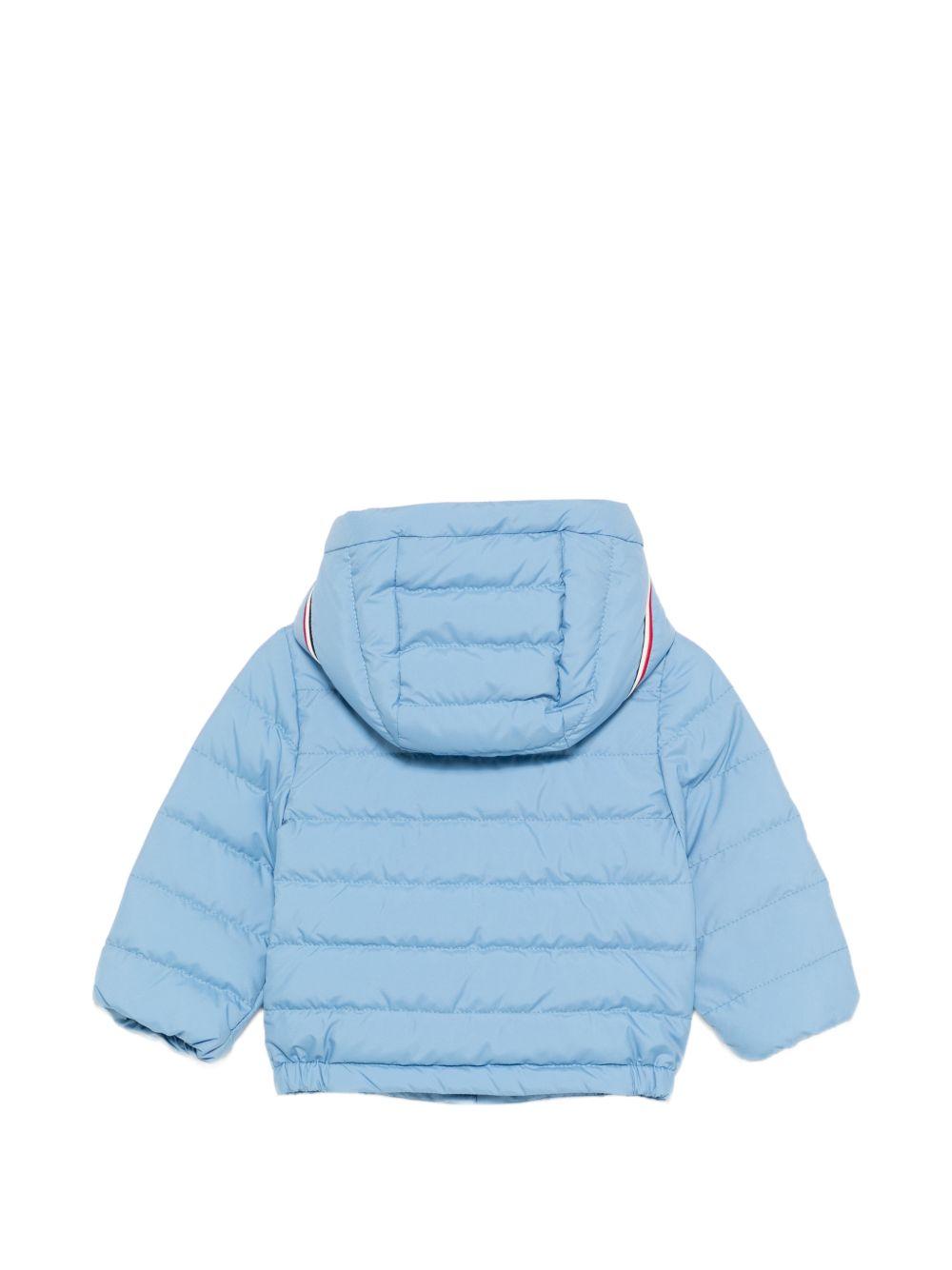 Giubbino per neonato Moncler Enfant azzurro con cappuccio L19511A00024597YW 70Q MONCLER KIDS