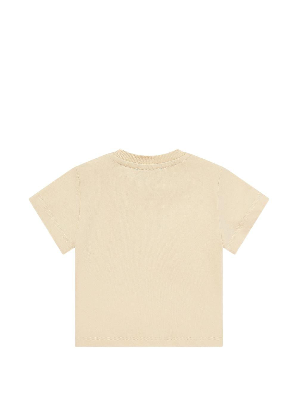 T-shirt per neonati Moschino Kids beige con logo sul davanti MUM04PLAA03 20829 MOSCHINO KIDS