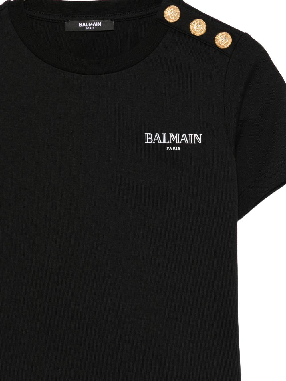 T-shirt per bambina Balmain Kids nera con logo sul davanti BY8Q21 Z3672 930BC BALMAIN KIDS