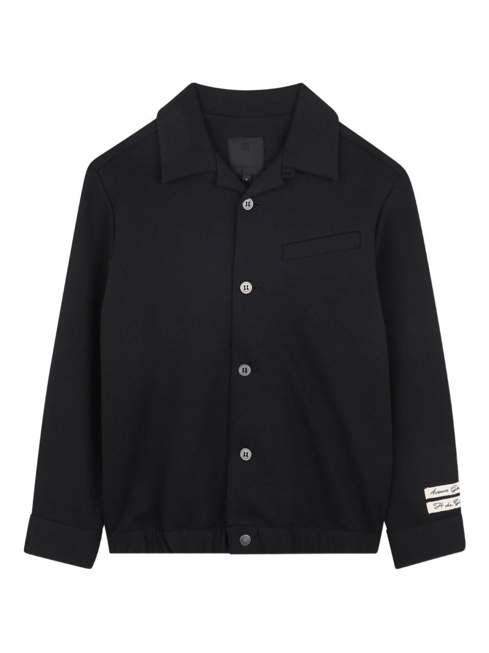 Camicia per bambino Givenchy Kids nera con applicazione con logo a contrasto H30941 09B GIVENCHY KIDS