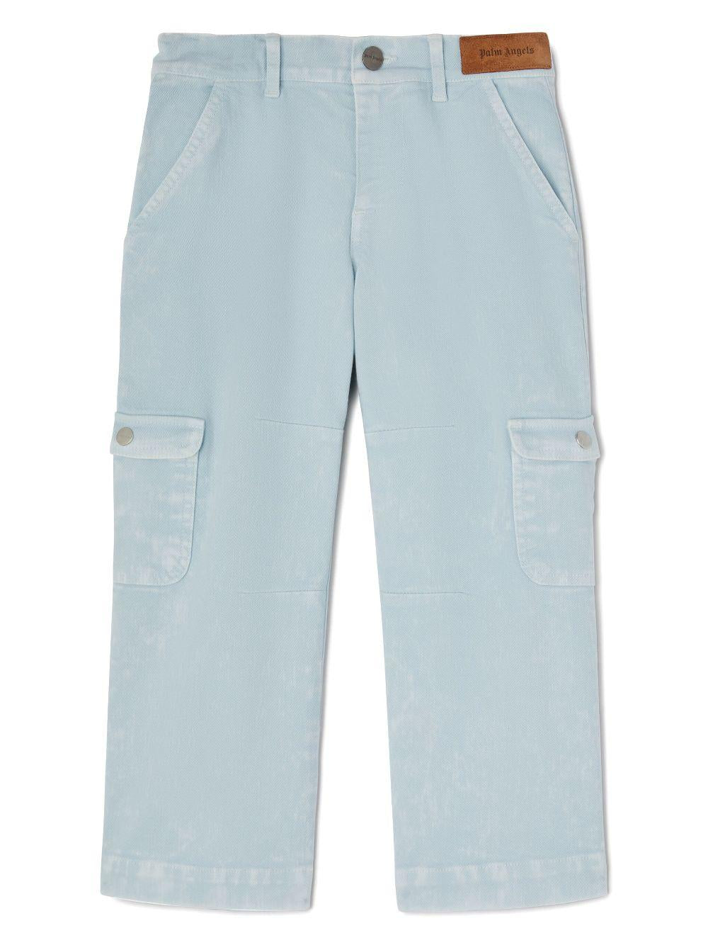 Cargo per bambino Palm Angels Kids azzurro con stampa PGCF004S25FAB002 413B PALM ANGELS KIDS