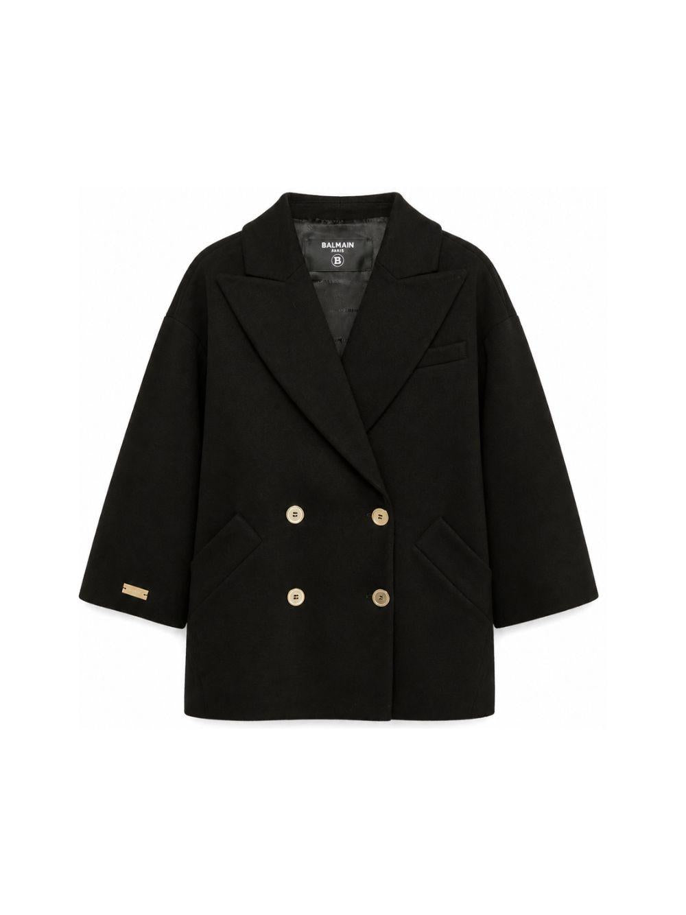 Giacca per bambino Balmain Kids nera con design doppiopetto BZ2A50 J0371 930OR BALMAIN KIDS