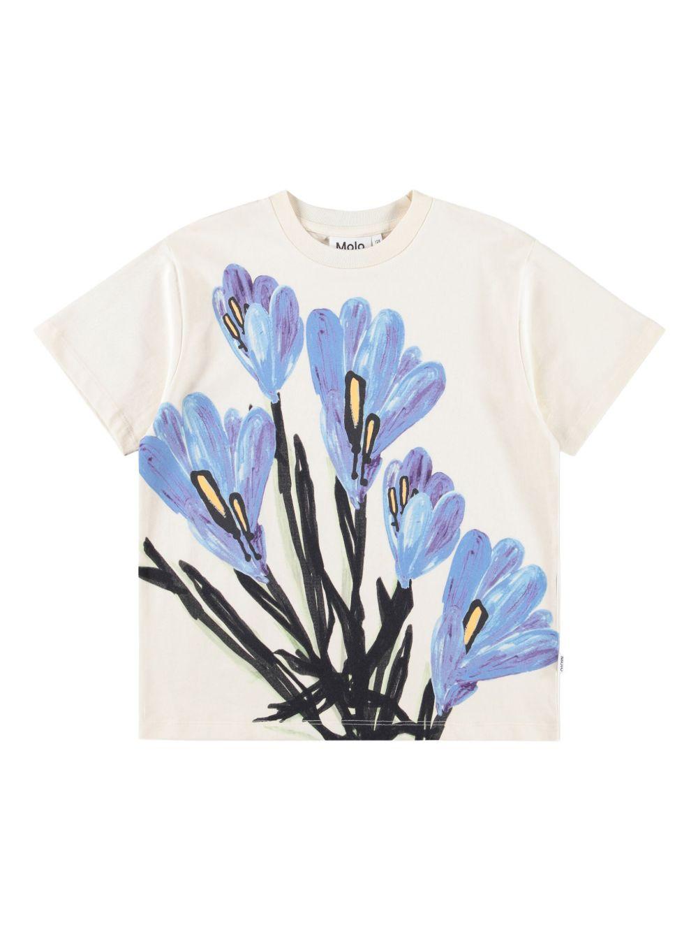 T-shirt per bambina Molo bianca con stampa floreale 2S26A213 5005 MOLO