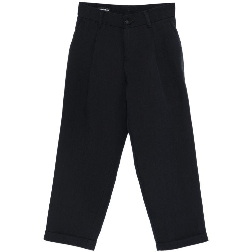 Pantaloni per bambino Emporio Armani Kids blu con dettagli plissettati EB000903 AF21040 UB109 EMPORIO ARMANI KIDS