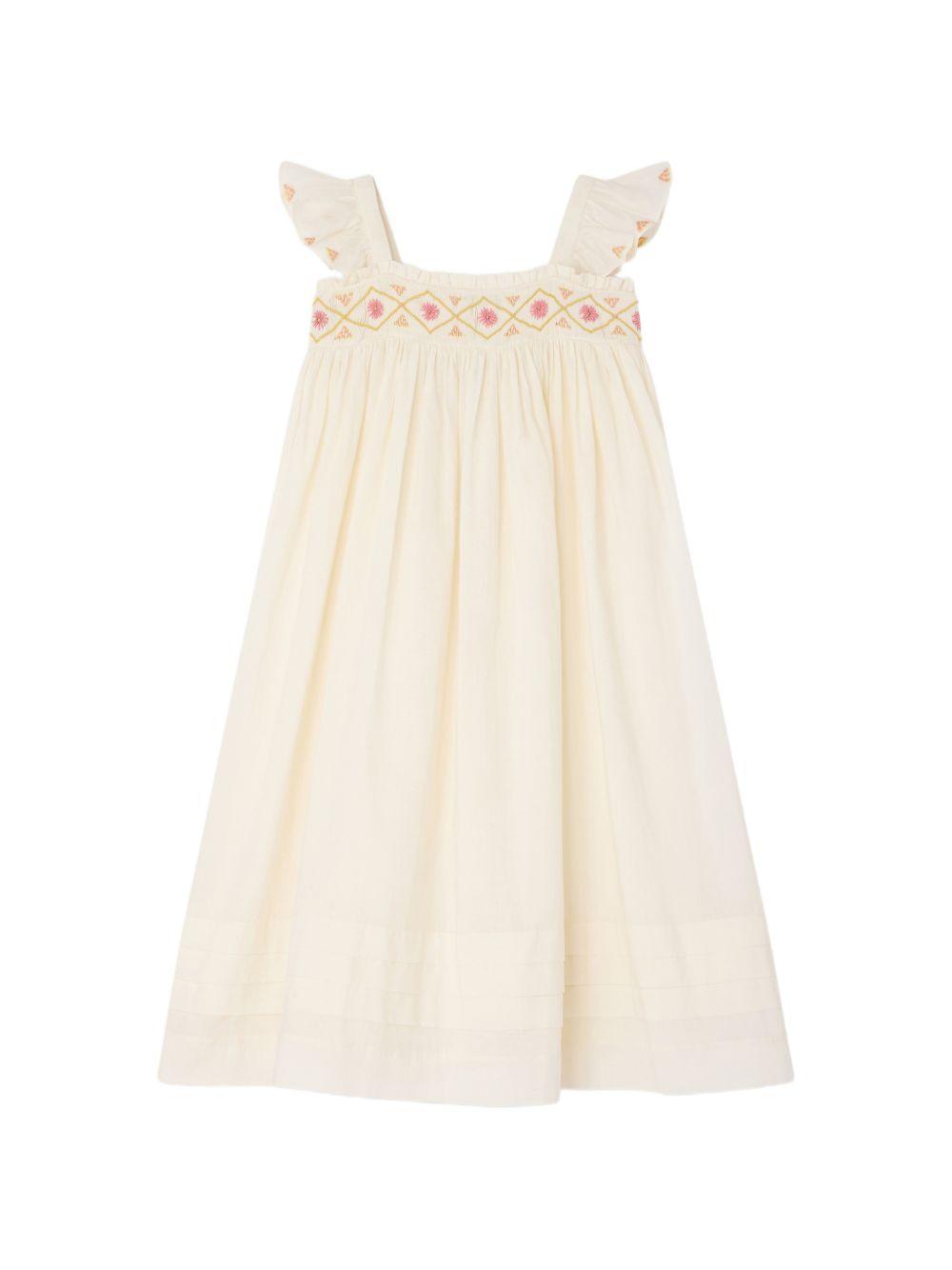 Abito per bambina Bonpoint bianco con ruches S06GDRW00029 103 BONPOINT KIDS