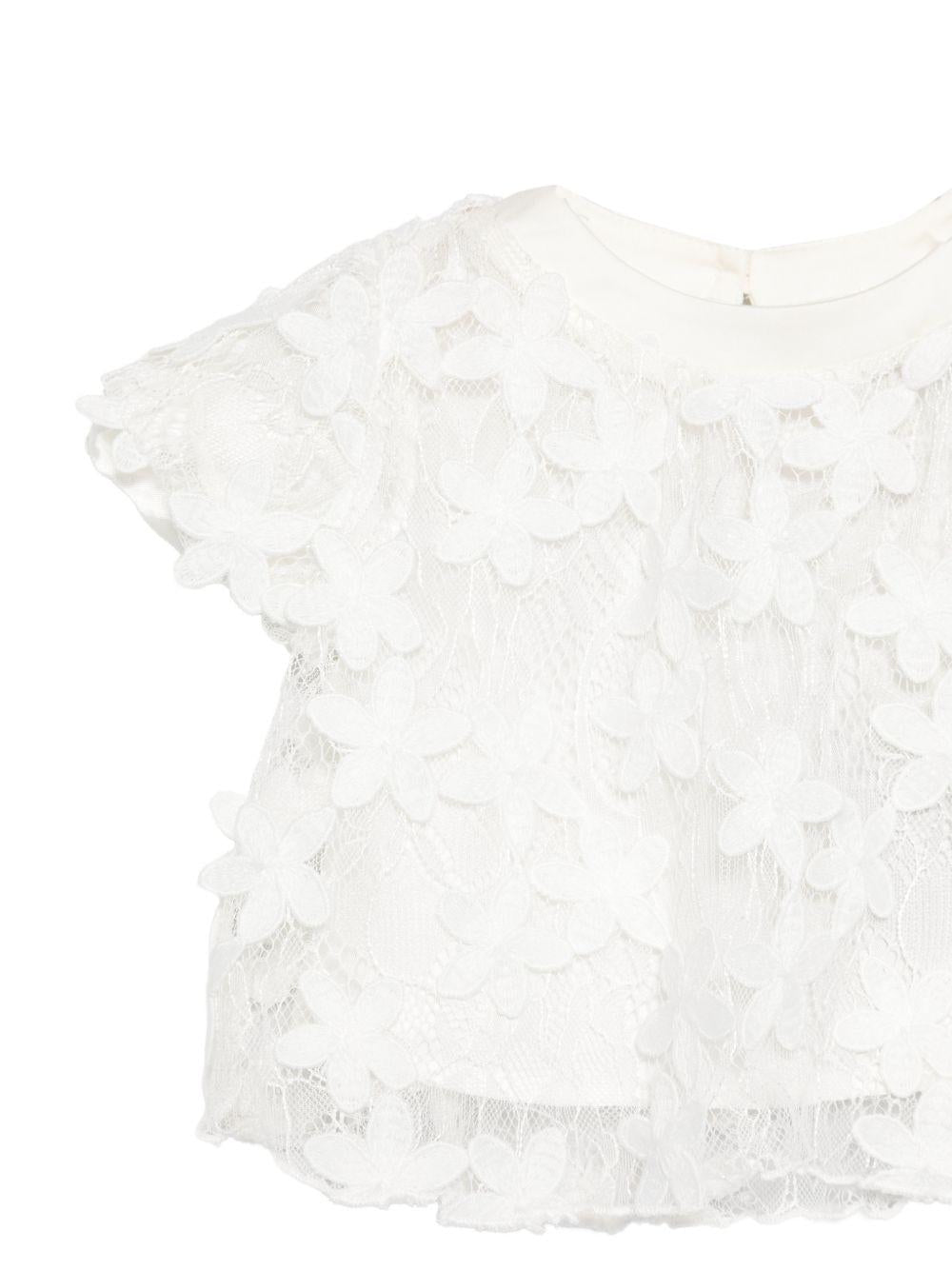 Top per bambina Balmain Kids bianco con motivo floreale BY5021 U0263 100 BALMAIN KIDS