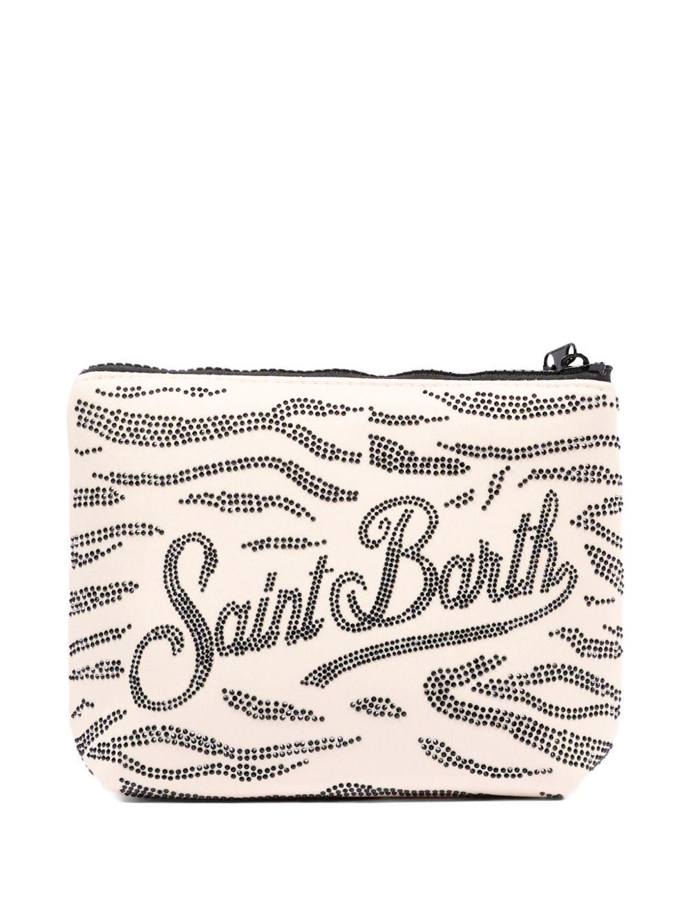 Pochette Aline Saint Barth animalier decorata con perline beige e marrone ALI0032 00271L MC2 ST. BARTH