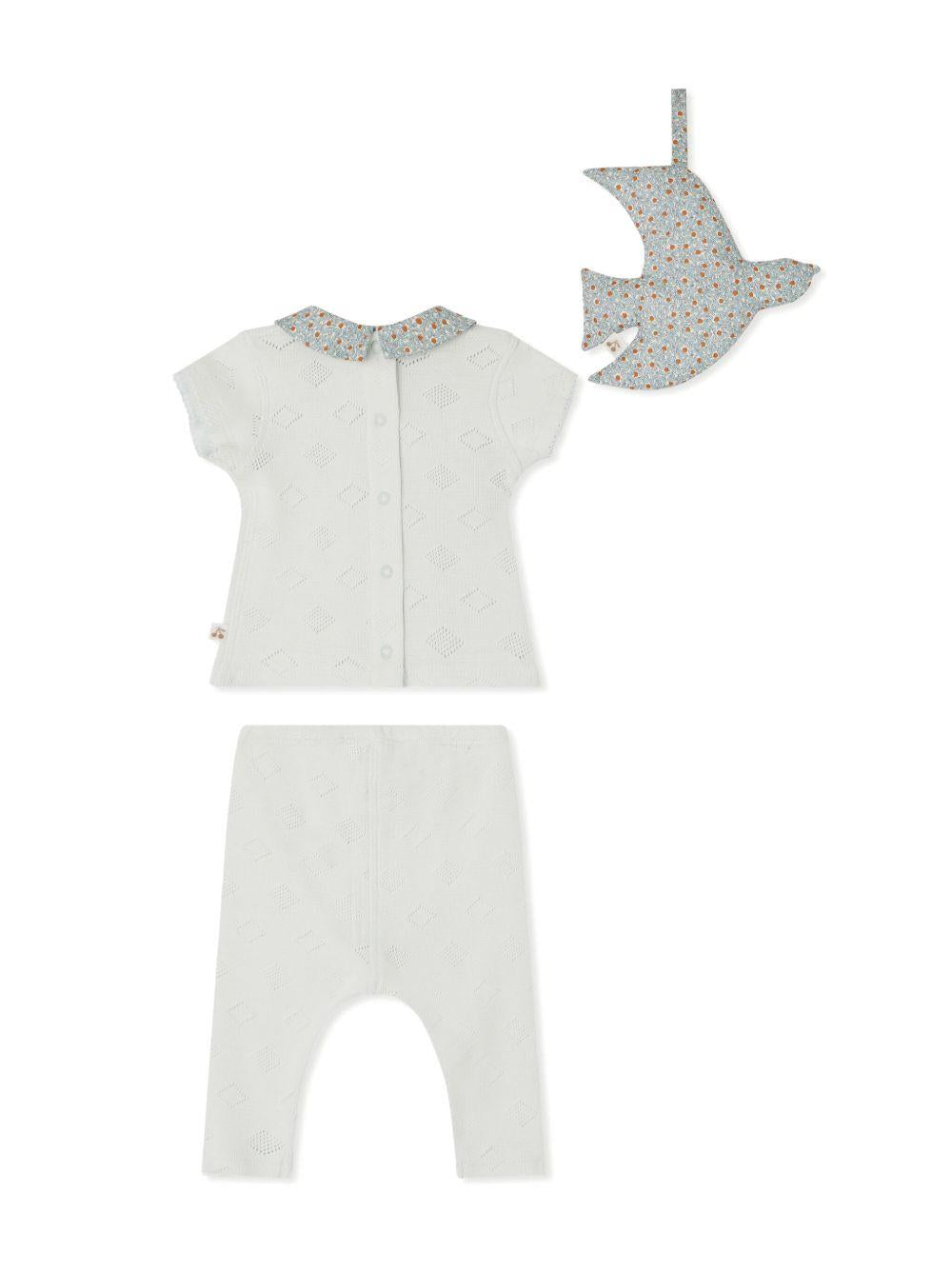 Set pantaloni Daisie per neonato Bonpoint blu con colletto con pettorina S05OKIK00001 010 BONPOINT