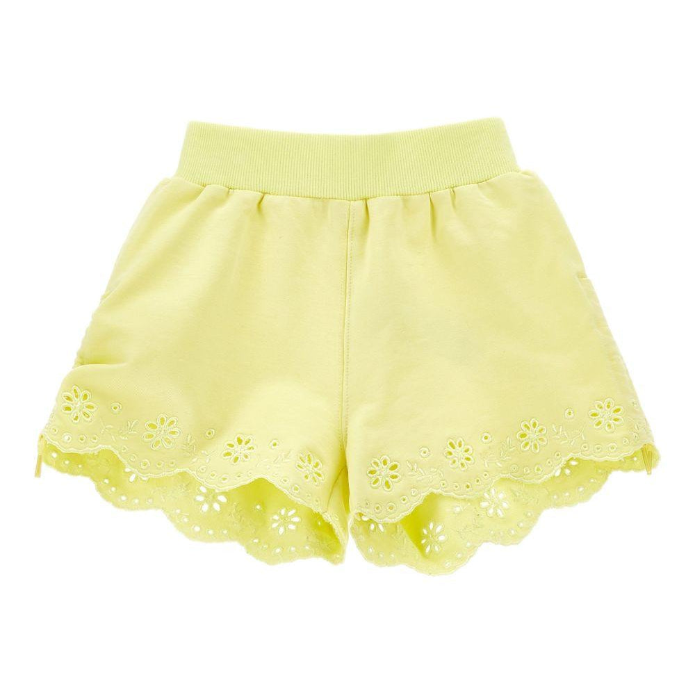 Shorts per bambina Monnalisa giallo con orlo a smerlo 17G401 7014 0014 MONNALISA KIDS
