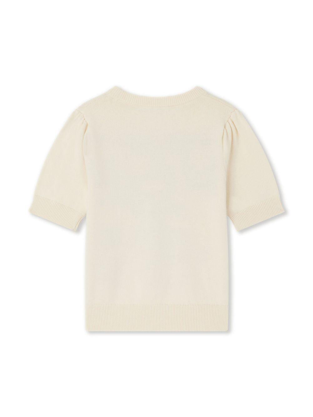 Maglione a maniche corte Elvira per bambina Bonpoint beige con scollo rotondo S05GJUK00004 902 BONPOINT