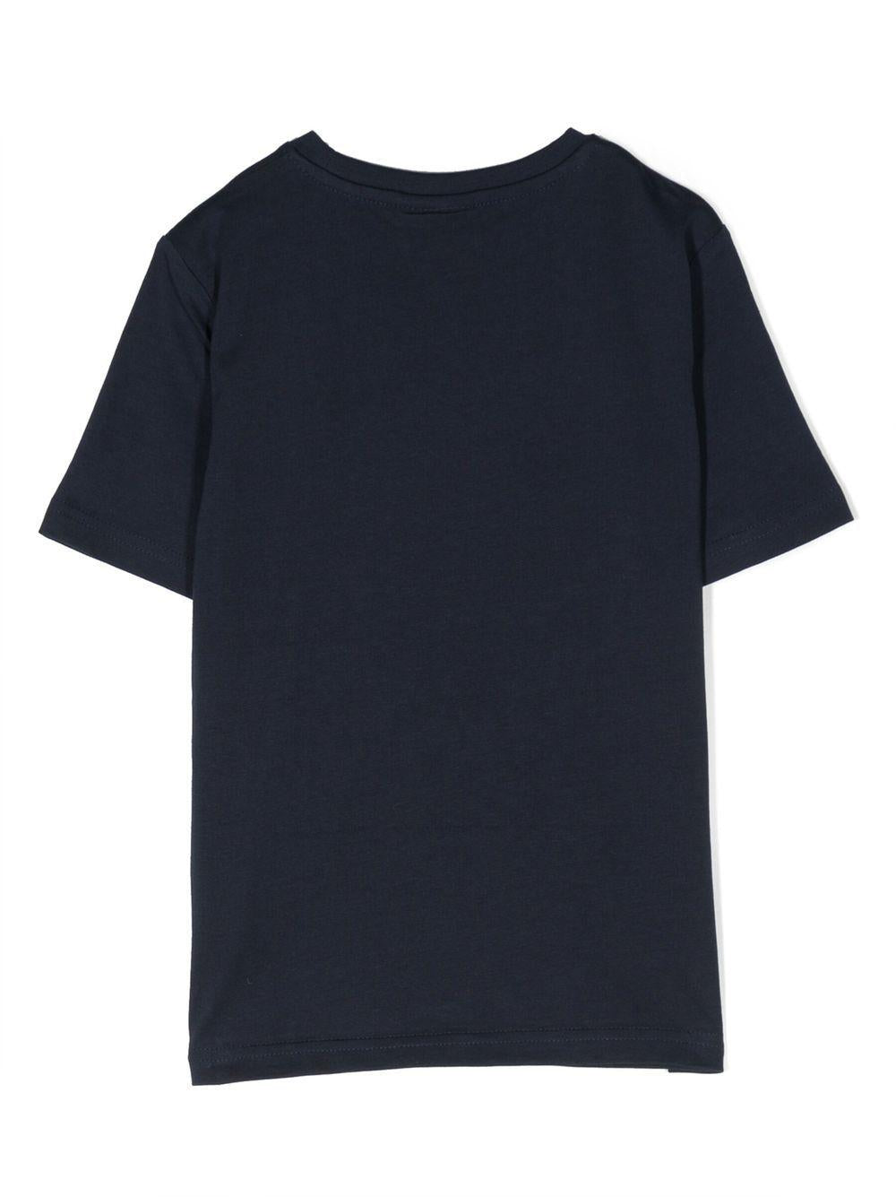 T-shirt per bambino BOSS Kidswear blu con logo goffrato bianco J25P24 849 BOSS KIDS