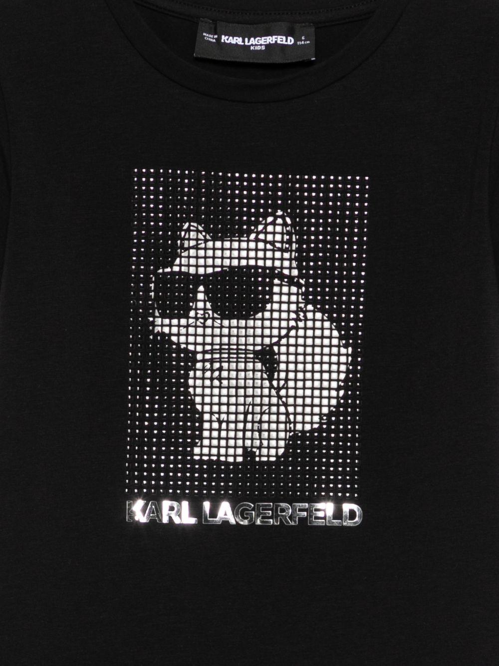T-shirt per bambina Karl Lagerfeld Kids nero con dettaglio logo Z31158 09B KARL LAGERFELD KIDS