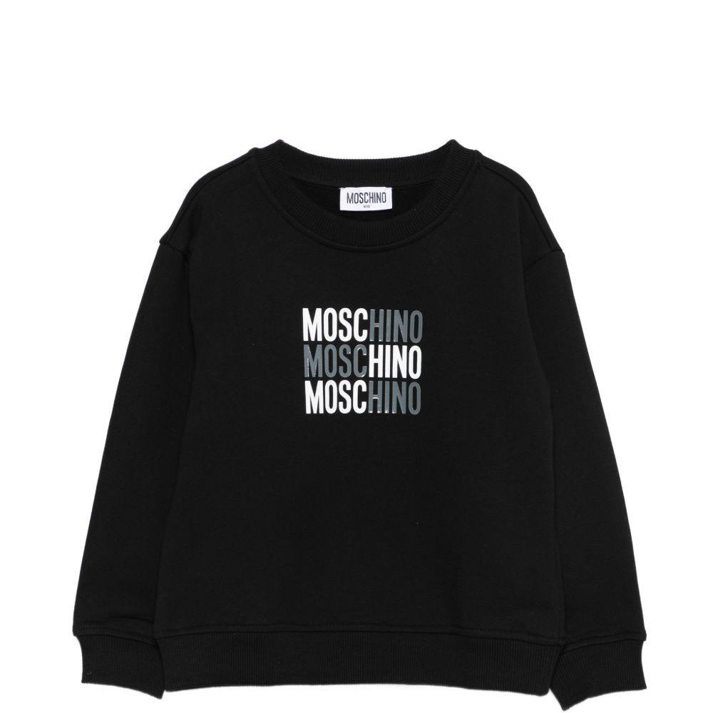 Felpa per bambini Moschino Kids nera con logo sul davanti HRF078LCA32 60100 MOSCHINO KIDS
