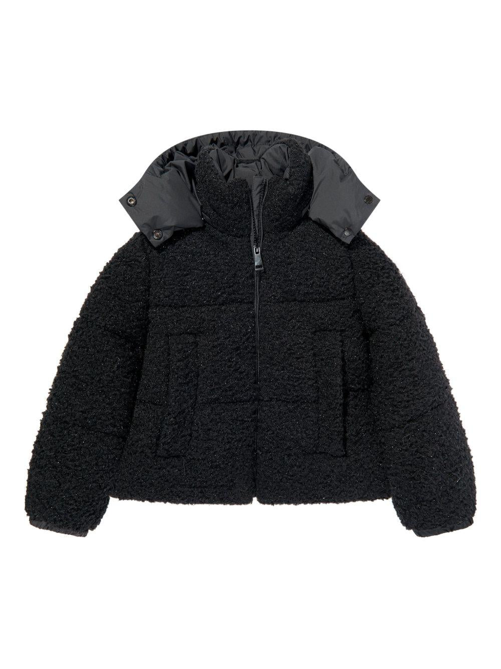 Giubbino Zambaga per bambina Moncler Enfant nero con texture teddy K29541A0009389B68 999 MONCLER ENFANT