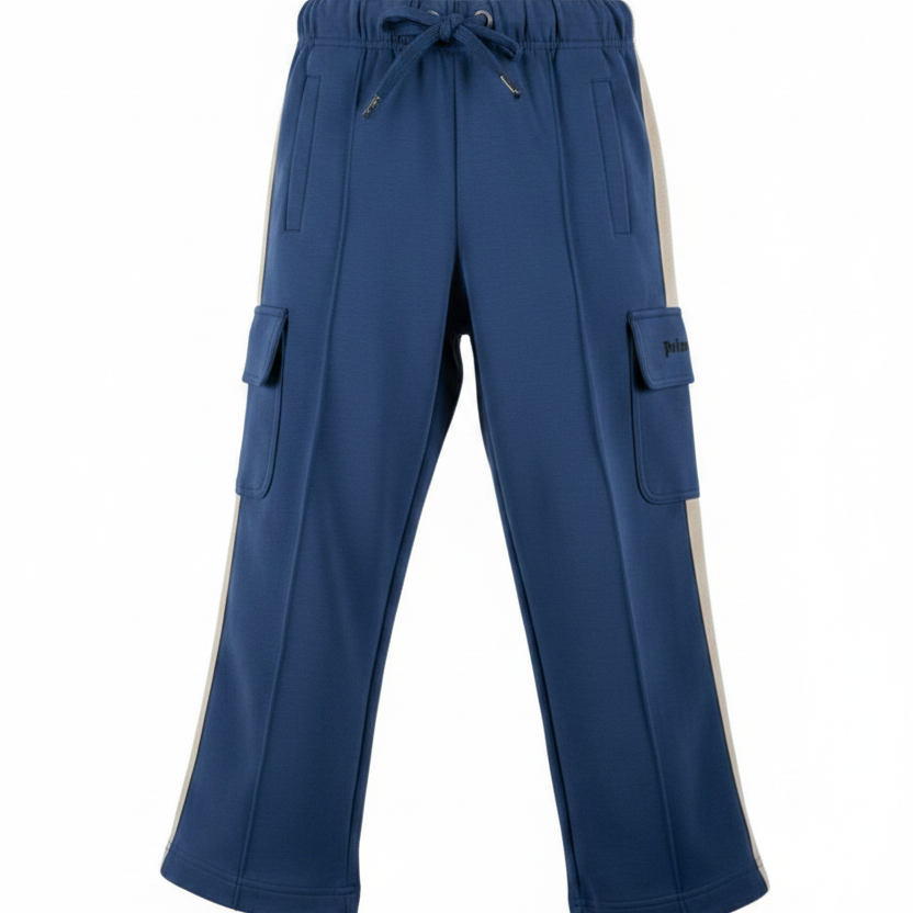 Pantaloni cargo per bambino Palm Angels Kids blu con tasche a soffietto PBCJ008S26FLE001 060 PALM ANGELS KIDS