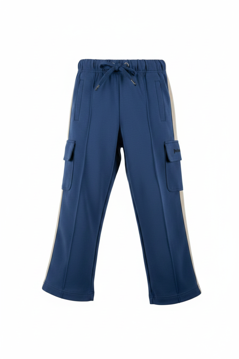 Pantaloni cargo per bambino Palm Angels Kids blu con tasche a soffietto PBCJ008S26FLE001 060 PALM ANGELS KIDS