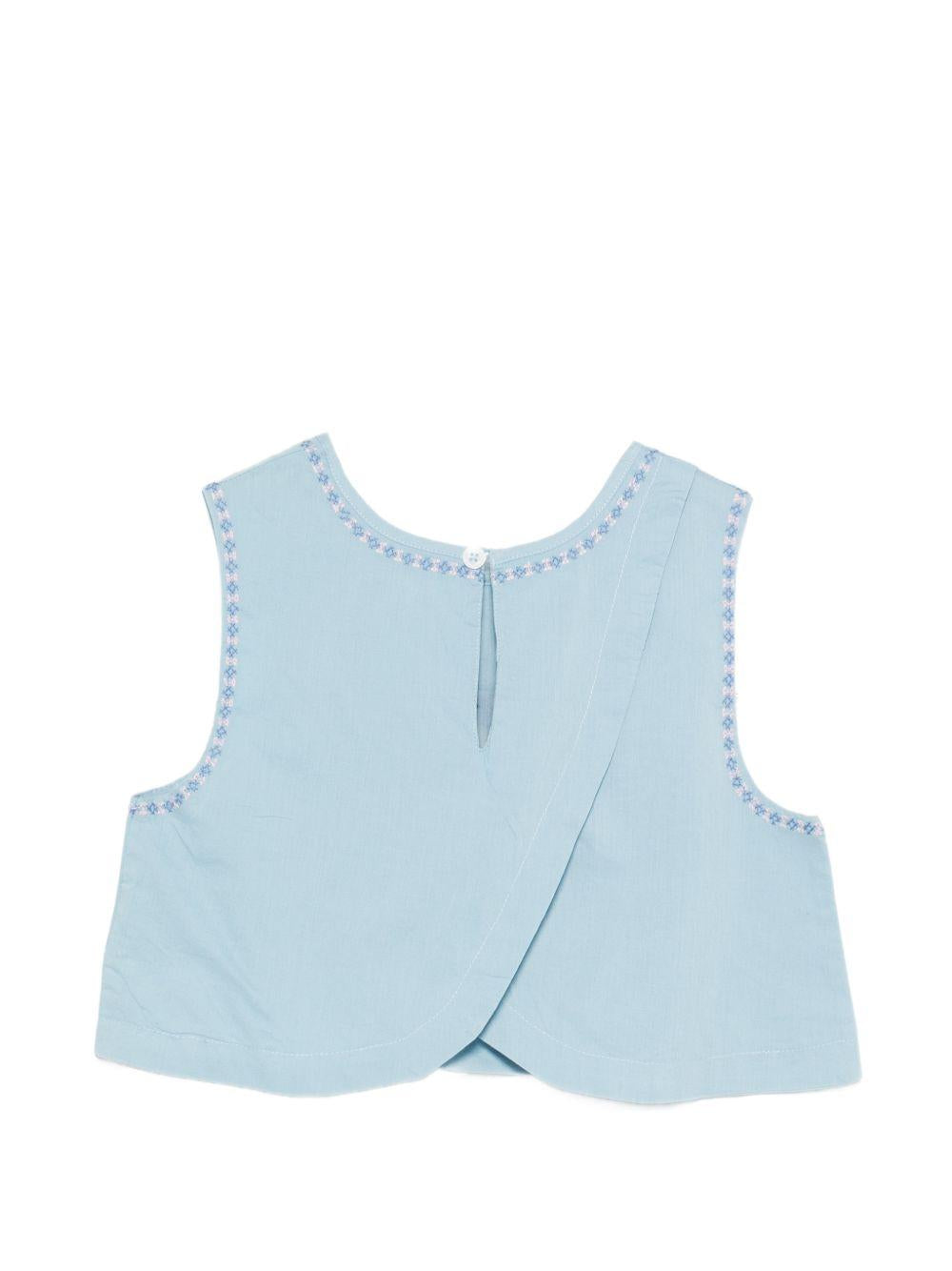 Top Albane per bambina Louise Misha azzurra con ricamo a fiori GRI-S26-C0102 BLUE LOUISE MISHA KIDS