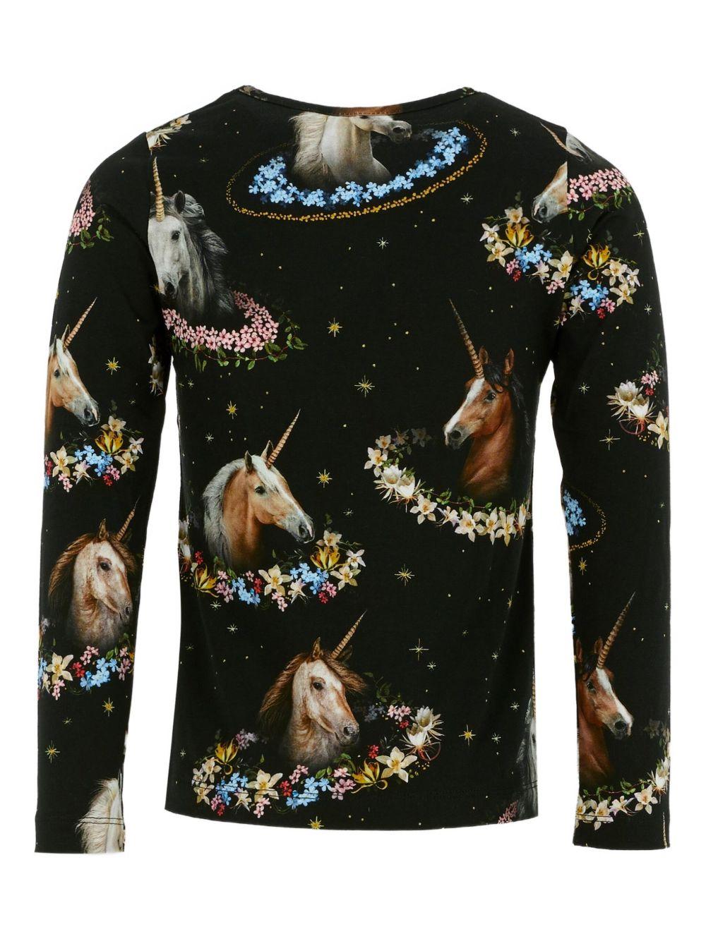 T-shirt per bambina Molo nera con stampa unicorno 2W25A415 9383 MOLO
