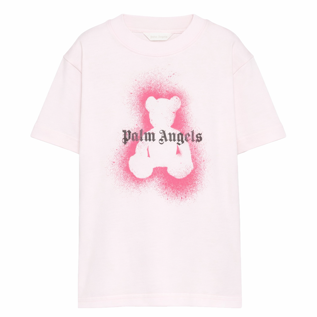 T-shirt per bambina Palm Angels Kids rosa con stampa Teddy sul davanti PGAA002S26JER007 042 PALM ANGELS KIDS