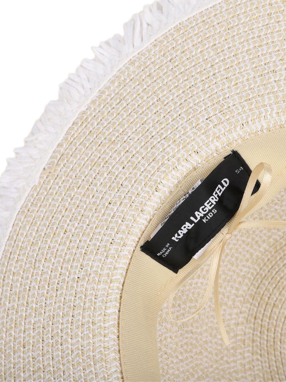 Cappello per bambina Karl Lagerfeld Kids bianco a righe sfilacciato Z31199 Z40 KARL LAGERFELD KIDS