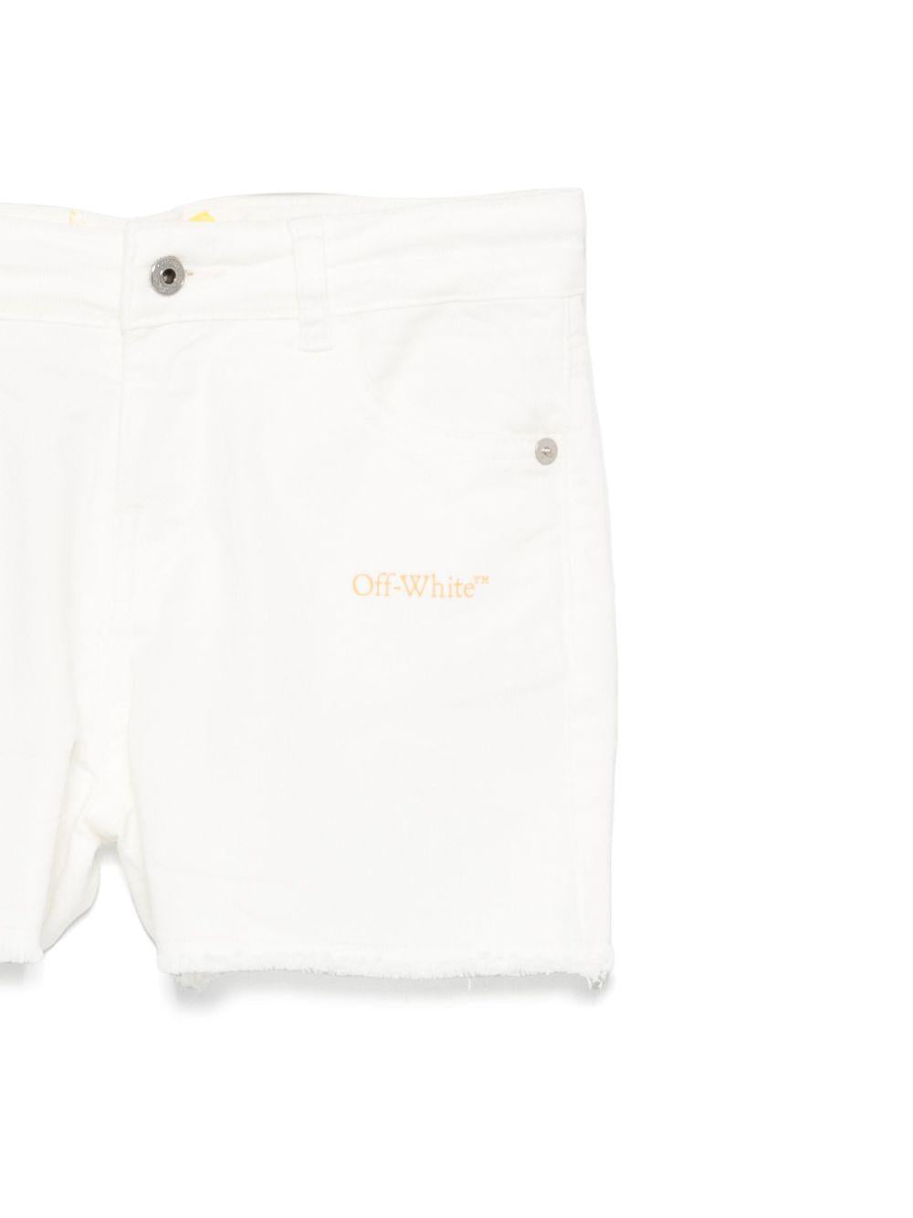 Shorts per bambina Off-White Kids bianco con stampa con logo OGYC004S25DEN001 0118 OFF WHITE KIDS