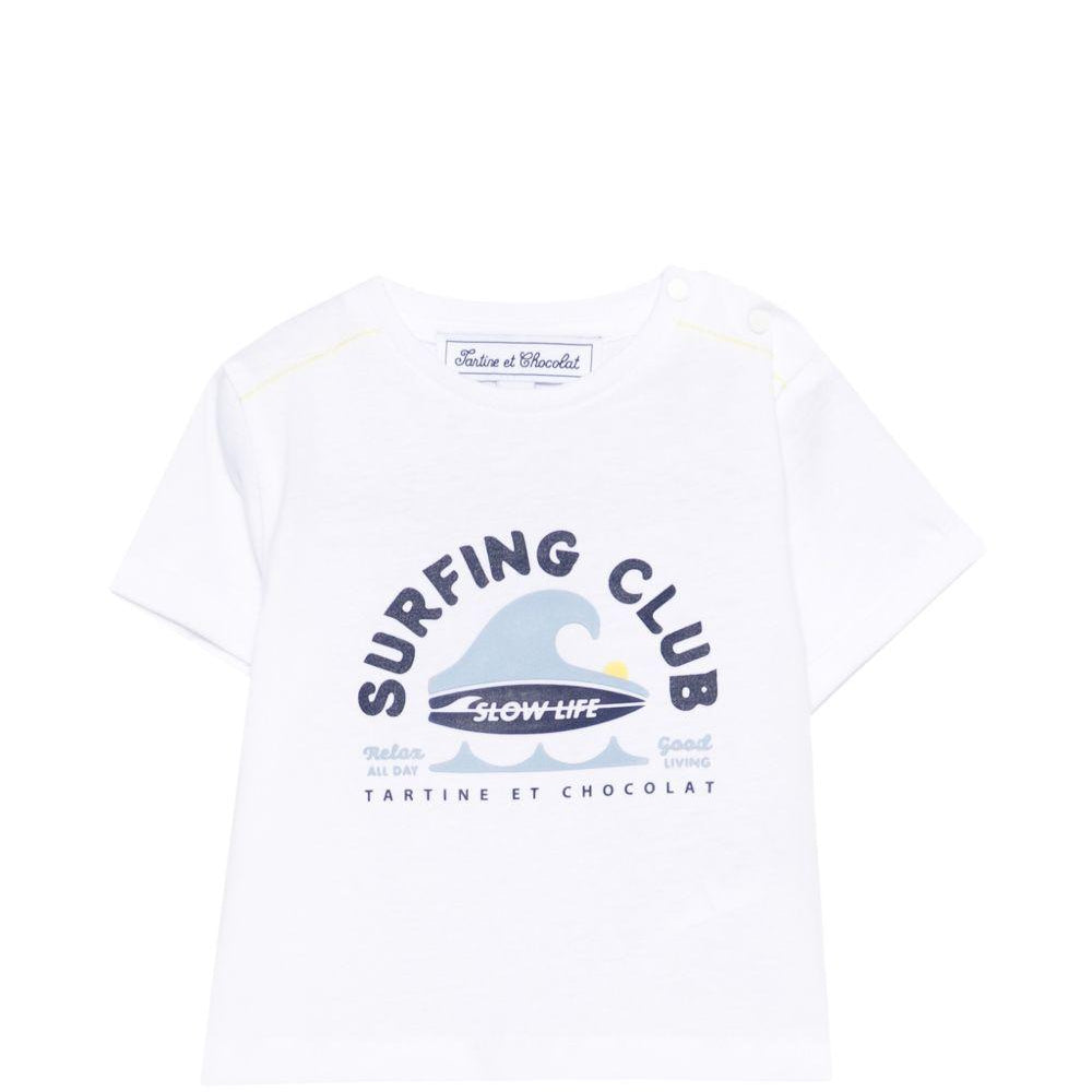 T-shirt per neonato Tartine Et Chocolat bianca con stampa grafica surf CC10071 01 TArtine & Chocolat KIDS