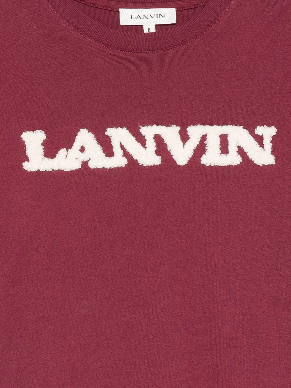 T-shirt per bambino Lanvin Kids bordeaux con logo ricamato N30397 955 LANVIN KIDS